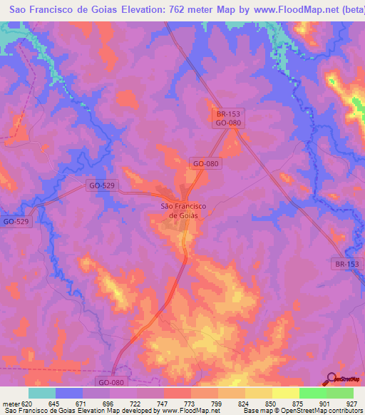 Sao Francisco de Goias,Brazil Elevation Map