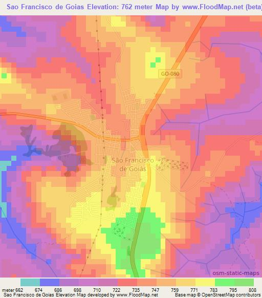 Sao Francisco de Goias,Brazil Elevation Map