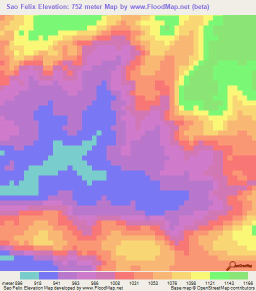 Sao Felix,Brazil Elevation Map