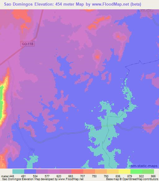 Sao Domingos,Brazil Elevation Map