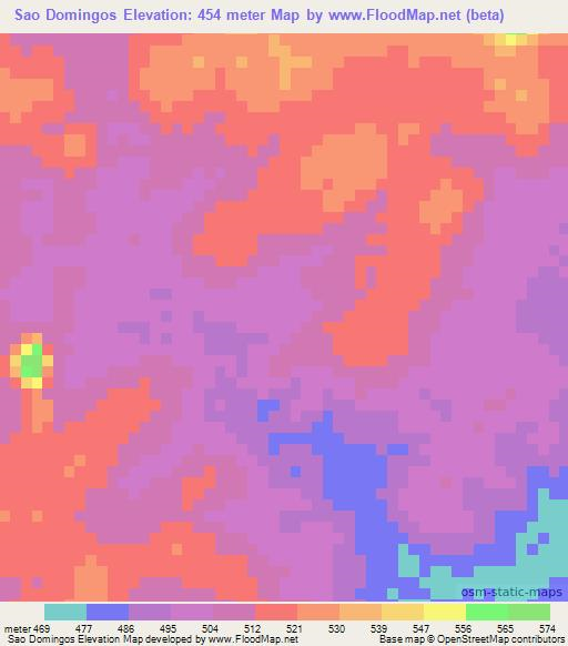 Sao Domingos,Brazil Elevation Map