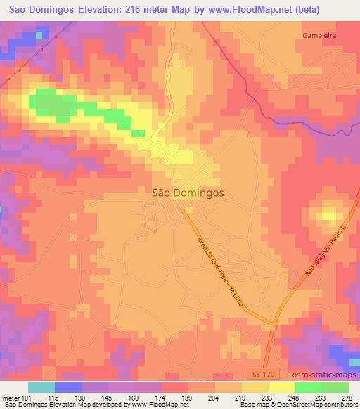 Sao Domingos,Brazil Elevation Map