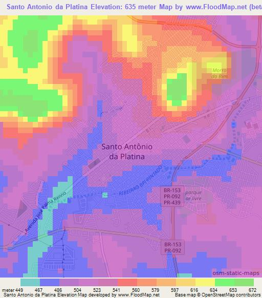 Santo Antonio da Platina,Brazil Elevation Map