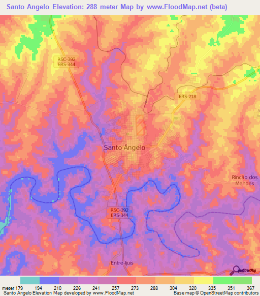 Santo Angelo,Brazil Elevation Map