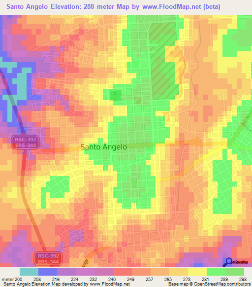 Santo Angelo,Brazil Elevation Map