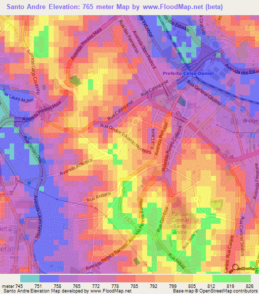 Santo Andre,Brazil Elevation Map