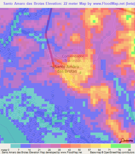 Santo Amaro das Brotas,Brazil Elevation Map