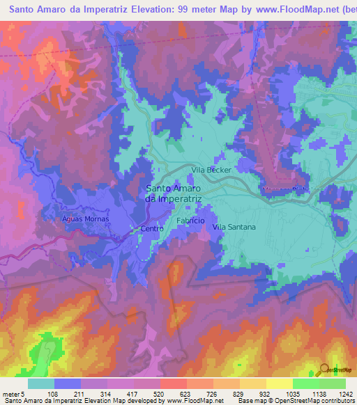 Santo Amaro da Imperatriz,Brazil Elevation Map