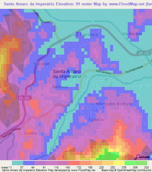 Santo Amaro da Imperatriz,Brazil Elevation Map