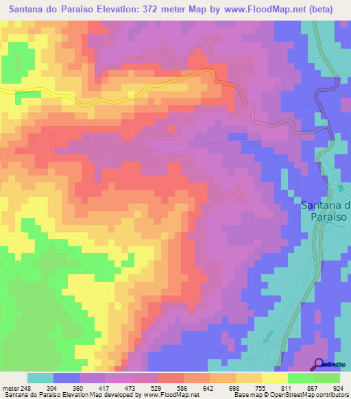 Santana do Paraiso,Brazil Elevation Map