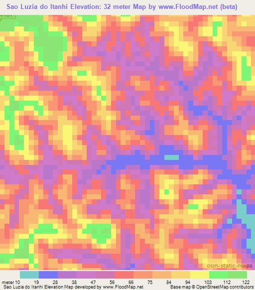 Sao Luzia do Itanhi,Brazil Elevation Map