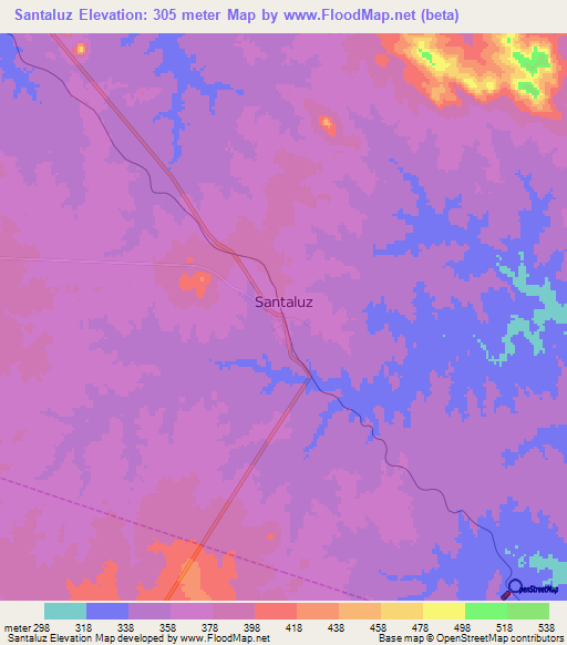 Santaluz,Brazil Elevation Map