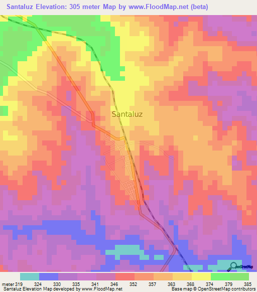 Santaluz,Brazil Elevation Map