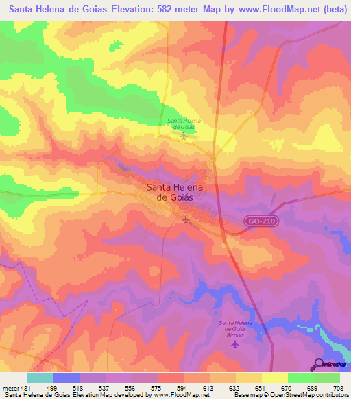 Santa Helena de Goias,Brazil Elevation Map