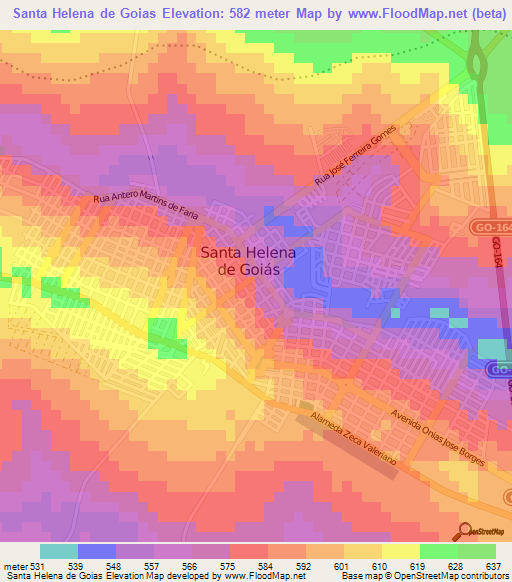 Santa Helena de Goias,Brazil Elevation Map