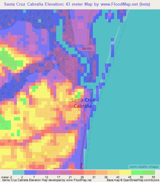 Santa Cruz Cabralia,Brazil Elevation Map