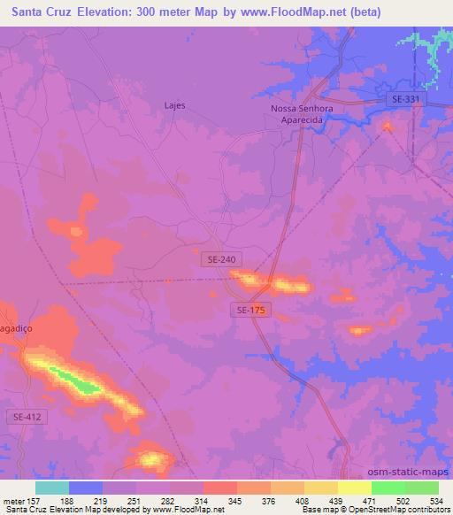 Santa Cruz,Brazil Elevation Map