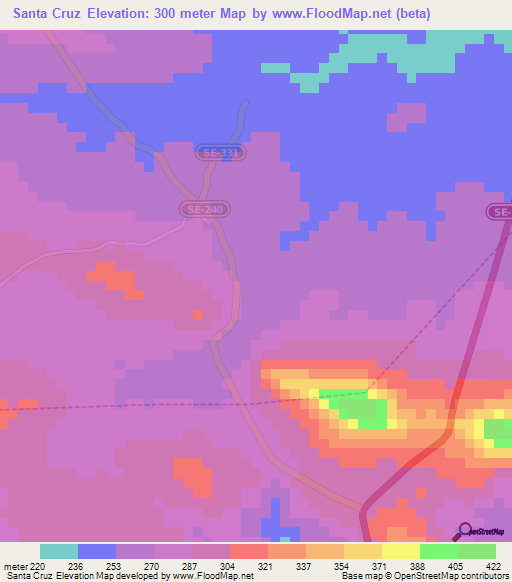 Santa Cruz,Brazil Elevation Map