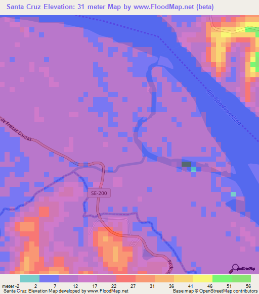 Santa Cruz,Brazil Elevation Map