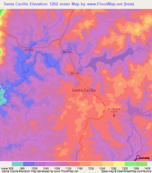 Santa Cecilia,Brazil Elevation Map