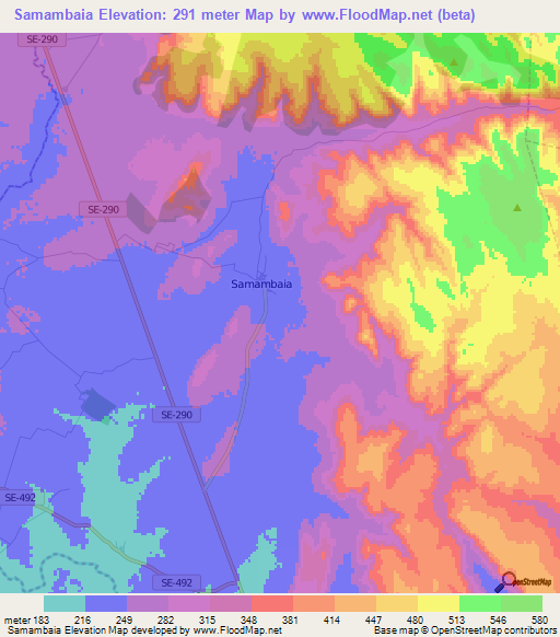 Samambaia,Brazil Elevation Map