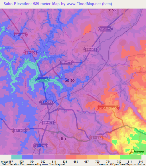 Salto,Brazil Elevation Map