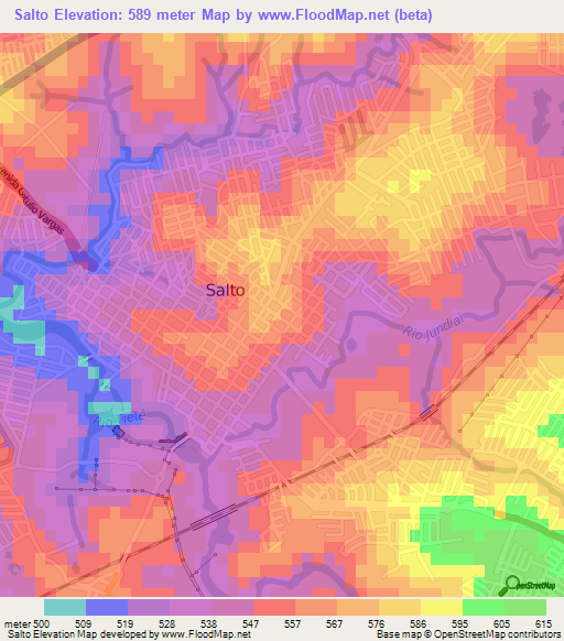 Salto,Brazil Elevation Map