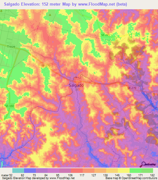 Salgado,Brazil Elevation Map