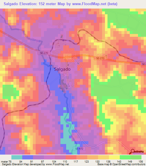 Salgado,Brazil Elevation Map