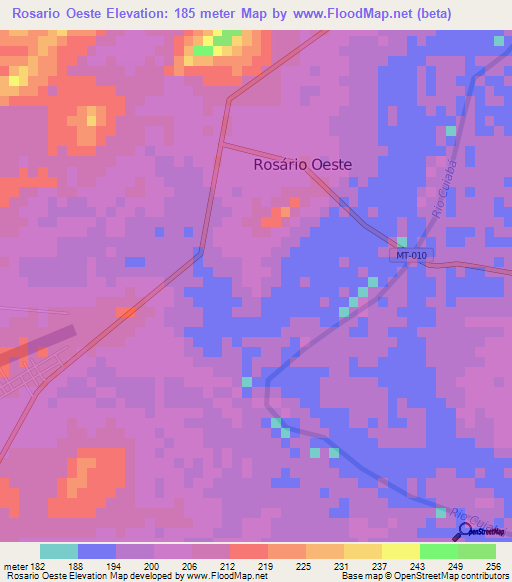 Rosario Oeste,Brazil Elevation Map