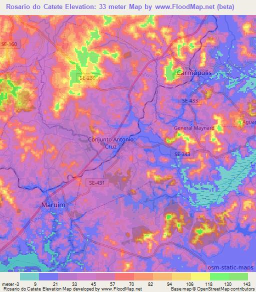 Rosario do Catete,Brazil Elevation Map