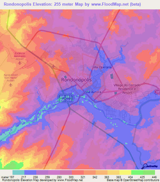 Rondonopolis,Brazil Elevation Map