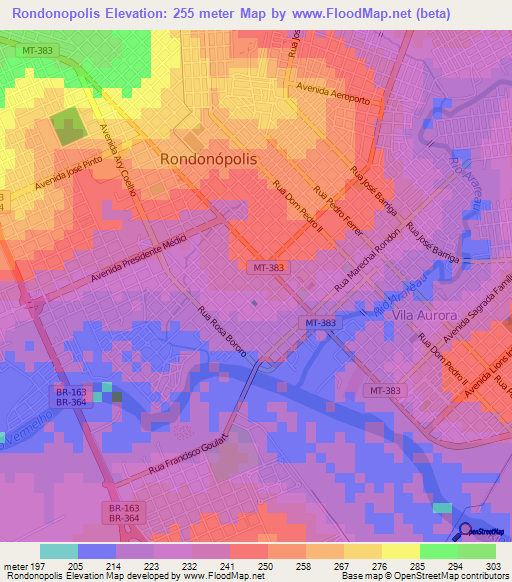 Rondonopolis,Brazil Elevation Map