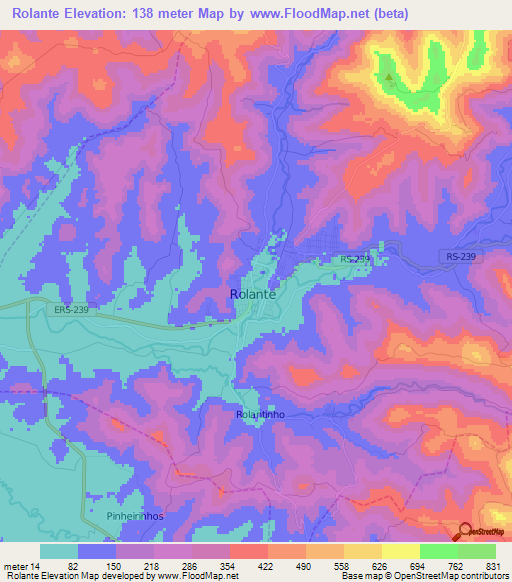 Rolante,Brazil Elevation Map