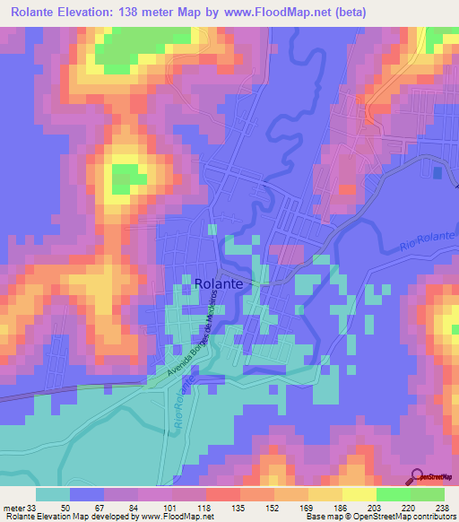 Rolante,Brazil Elevation Map