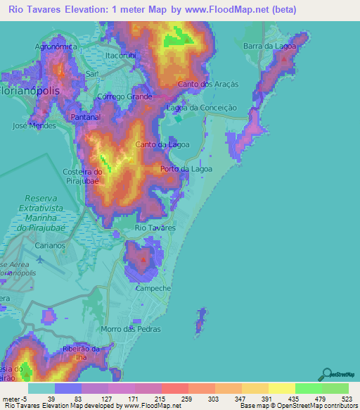 Rio Tavares,Brazil Elevation Map