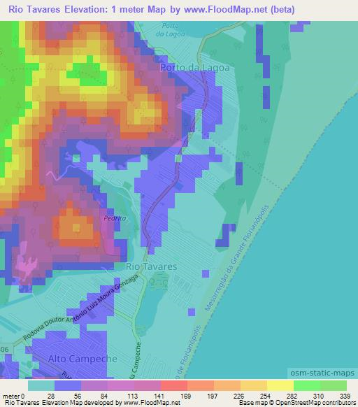 Rio Tavares,Brazil Elevation Map