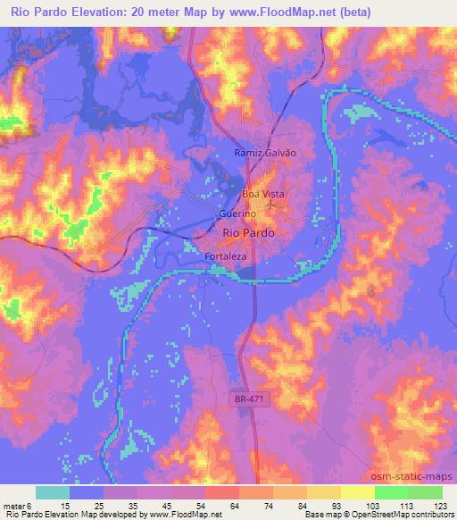 Rio Pardo,Brazil Elevation Map