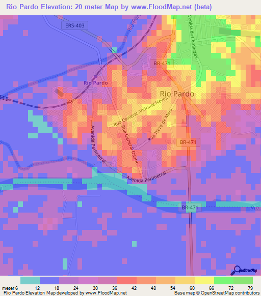 Rio Pardo,Brazil Elevation Map