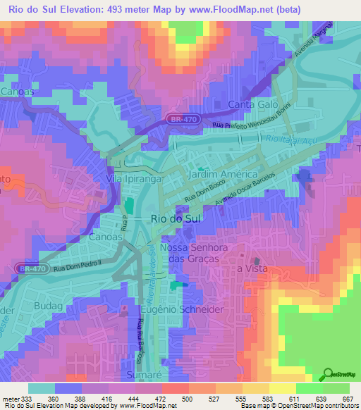 Rio do Sul,Brazil Elevation Map