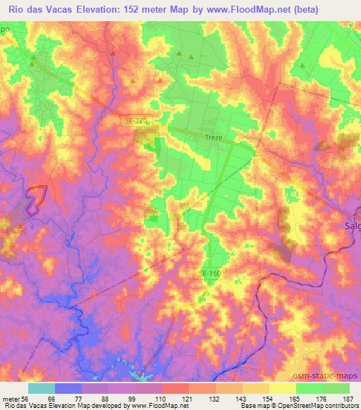 Rio das Vacas,Brazil Elevation Map