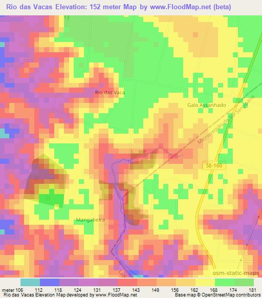 Rio das Vacas,Brazil Elevation Map