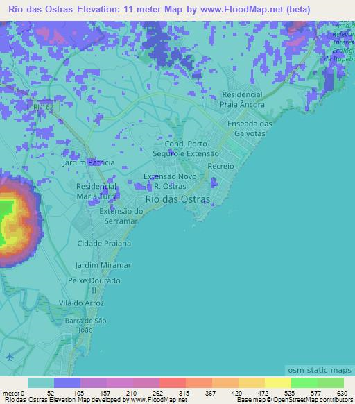 Rio das Ostras,Brazil Elevation Map