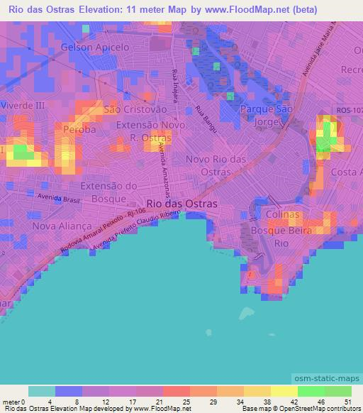 Rio das Ostras,Brazil Elevation Map