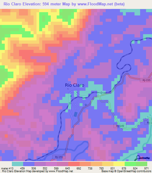 Rio Claro,Brazil Elevation Map