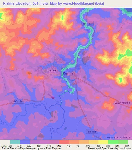 Rialma,Brazil Elevation Map