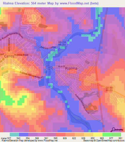 Rialma,Brazil Elevation Map