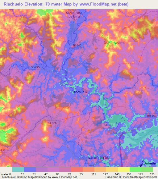 Riachuelo,Brazil Elevation Map