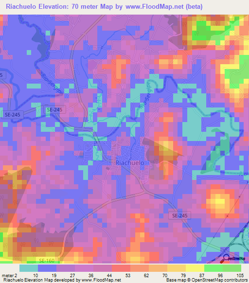 Riachuelo,Brazil Elevation Map