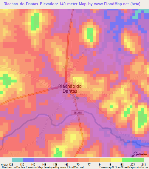 Riachao do Dantas,Brazil Elevation Map